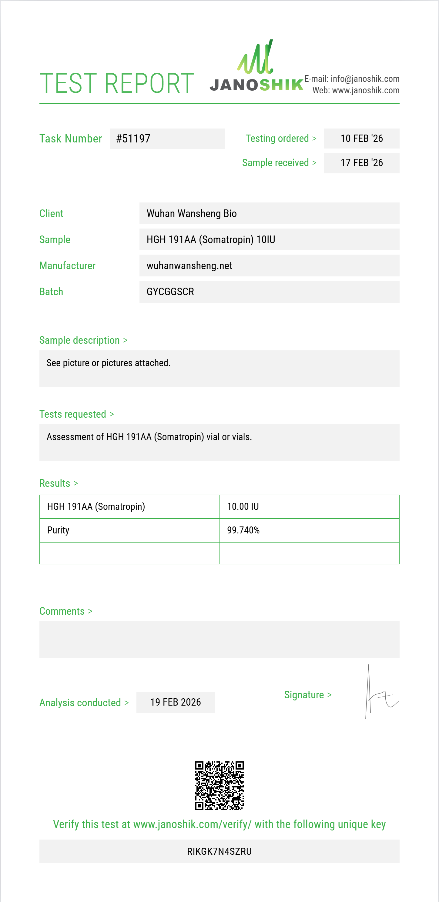 HGH 191AA (Somatropin) 10IU