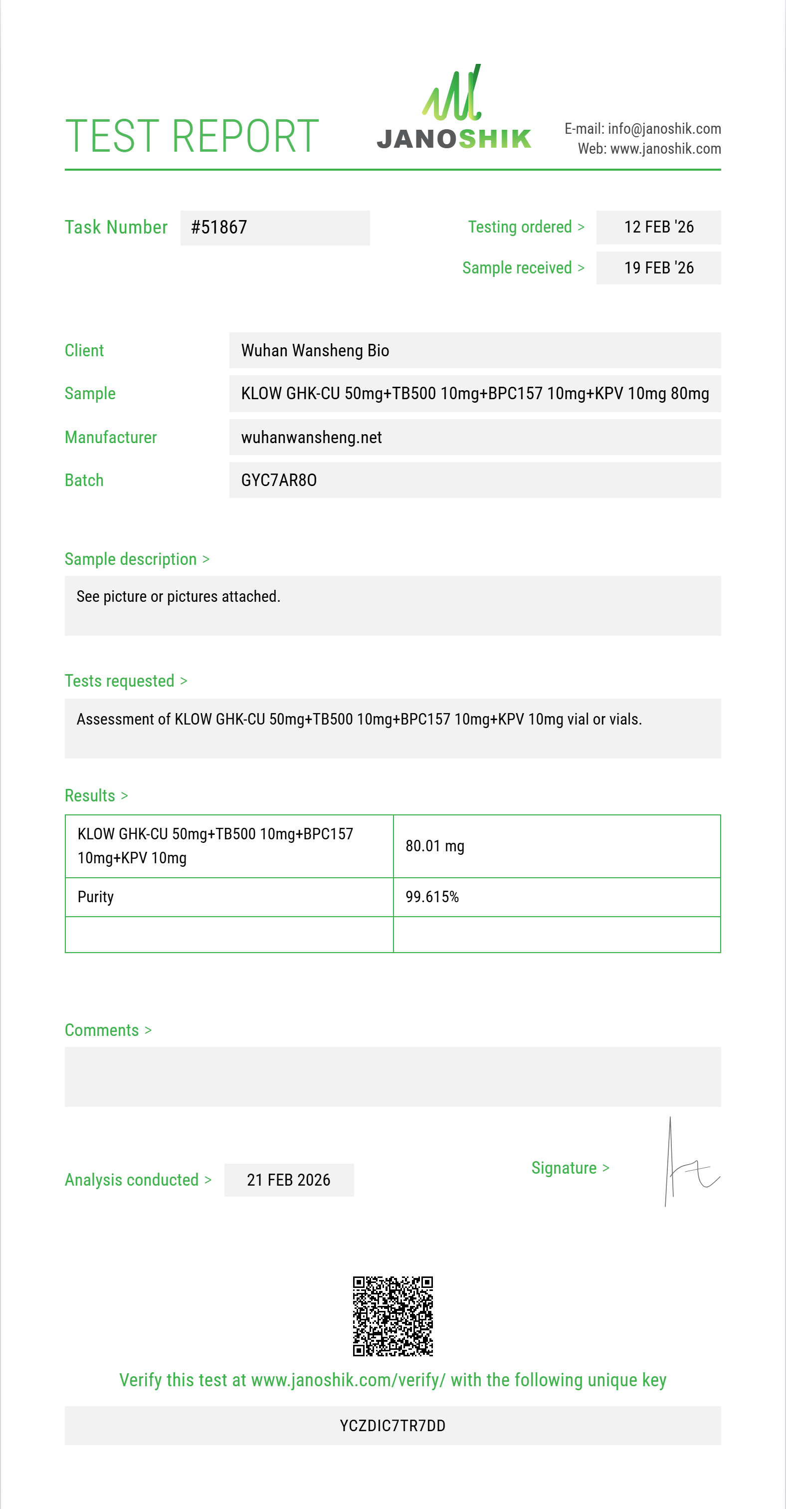 KLOW GHK-CU 50mg+TB500 10mg+BPC157 10mg+KPV 10mg 80mg